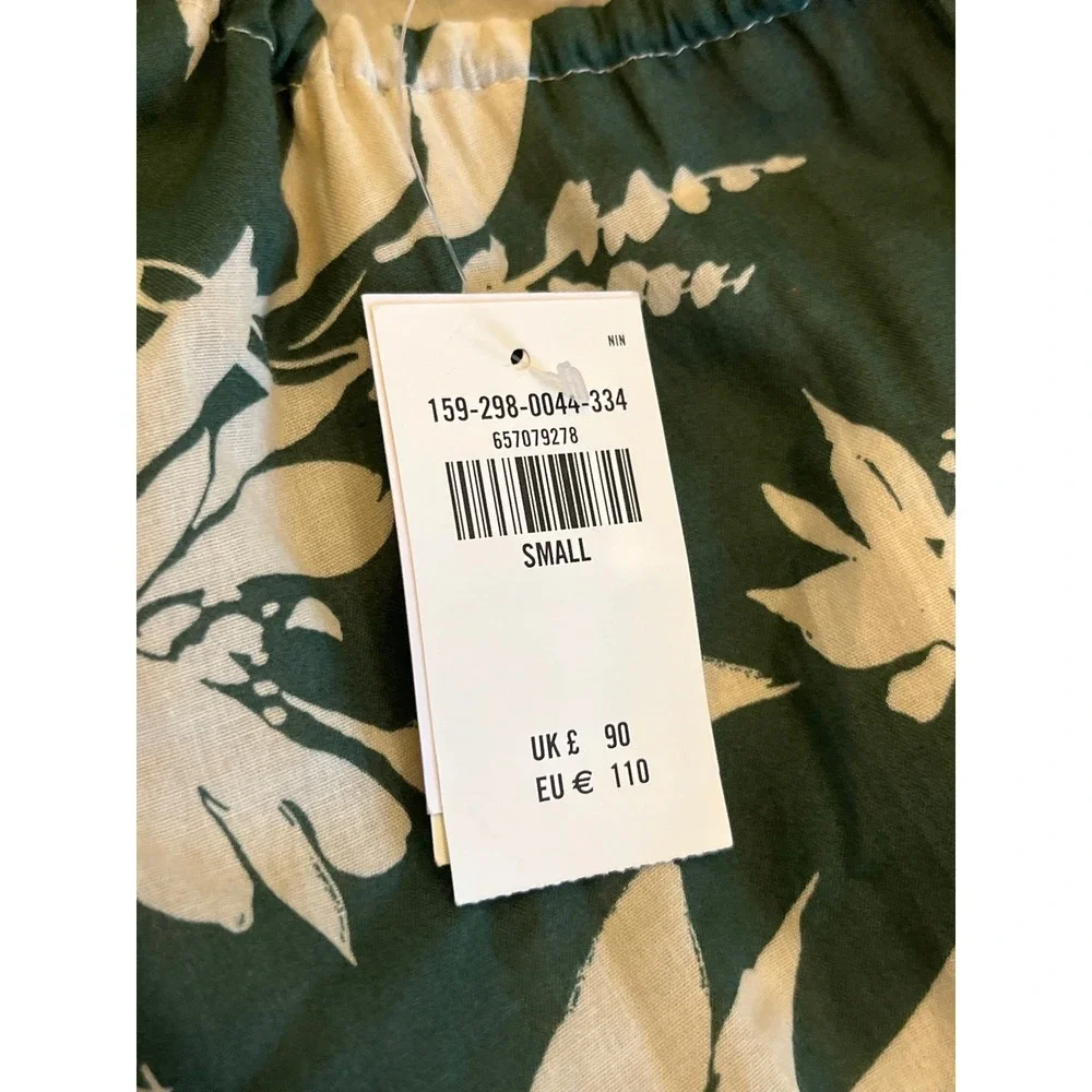Abercrombie & Fitch Green Floral Tiered Maxi Dress Tie Shoulder Small NWT